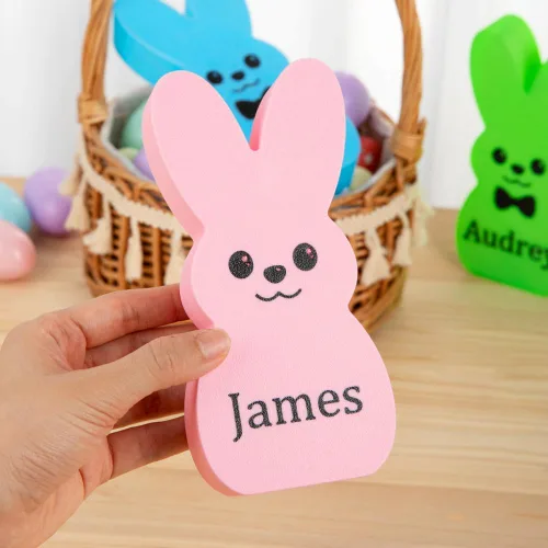 Miniatura 5 de callie Adorno de luz LED de Pascua personalizado para niños, diseño de conejito de plástico con nombre personalizado, decoración del hogar, regalo