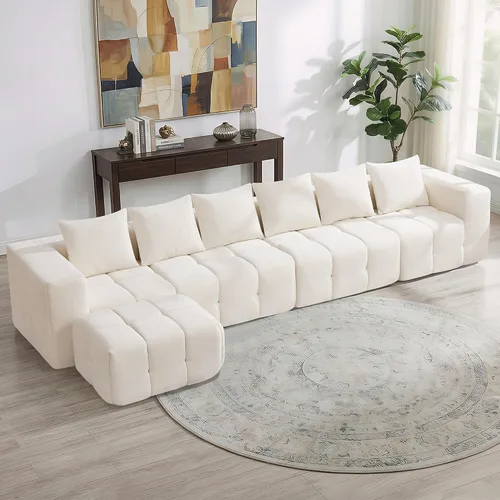 Miniatura 15 de Sofá biplaza modular sin huesos de 78.7 pulgadas, sofá de nube copetudo con asiento profundo, sofá de felpilla para sala de estar, sofá comprimido