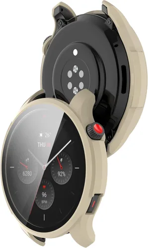 Miniatura 6 de Funda protectora compatible con Amazfit GTR 4, protector de pantalla de vidrio templado de policarbonato duro, ultrafina, cubierta completa, a