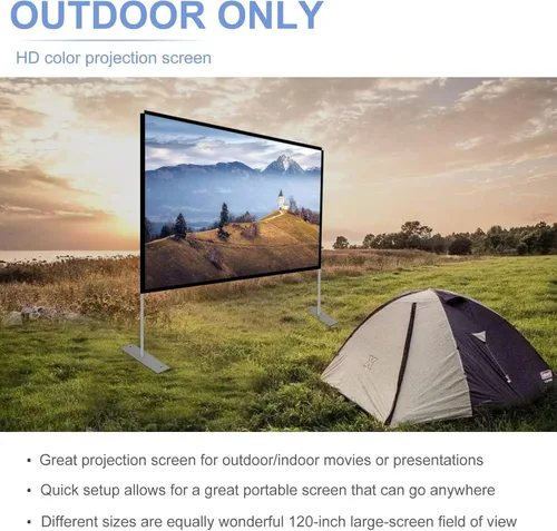 Miniatura 5 de Pantalla de proyector con soporte de 120 pulgadas 16:9 HD 4K para interiores y exteriores, pantalla de proyección para cine en casa, pantalla