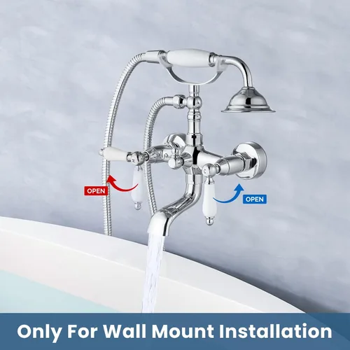 Miniatura 3 de Airuida Grifo de bañera de montaje en pared con pulverizador de mano para teléfono, mezclador doble de calor y frío, manijas de palanca, juego