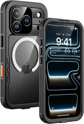 Miniatura 18 de Lanhiem Funda magnética para iPhone 17 Pro Max, IP68 impermeable, a prueba de polvo, compatible con Magsafe, protector de pantalla integrado, cuerpo