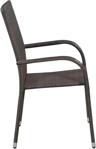 Miniatura 3 de 2 sillas de comedor de ratán para patio, sillas de patio apilables para exteriores, ratán de polietileno con reposabrazos y marco de acero, juego