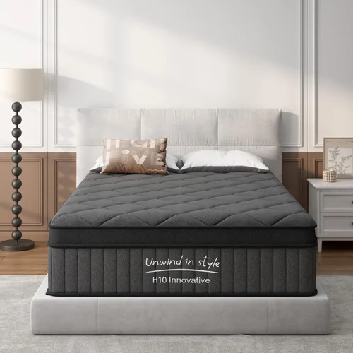 Miniatura 17 de Colchón tamaño Queen de 8 pulgadas, colchón con espuma viscoelástica de gel y resortes en bolsillos, Euro Top de firmeza media, color negro