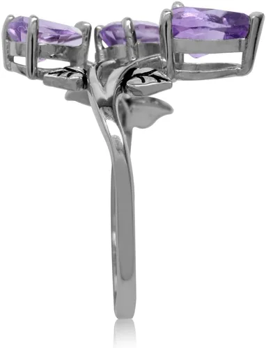 Miniatura 3 de Silvershake Anillo de plata de ley 925 con amatista natural de 2.33 quilates, Plata de ley, Amatista
