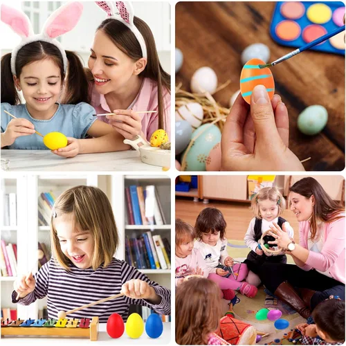 Miniatura 7 de Augshy Huevos de percusión musical, maracas, huevos de Pascua, juguetes para niños, 14 unidades (plástico)
