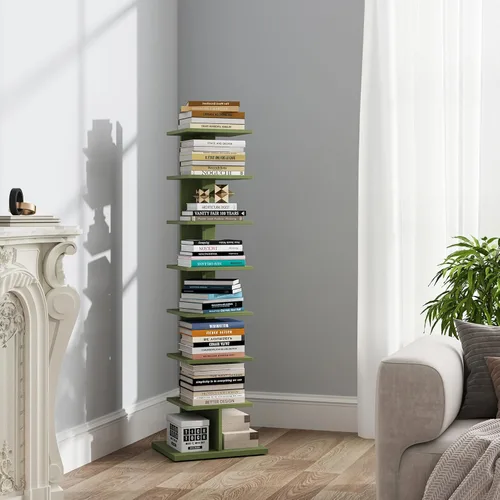 Miniatura 18 de TUTOTAK - Estantería estrecha, estantería de 8 niveles, estante de libros con espacio para la columna para espacios pequeños, estante de esquina