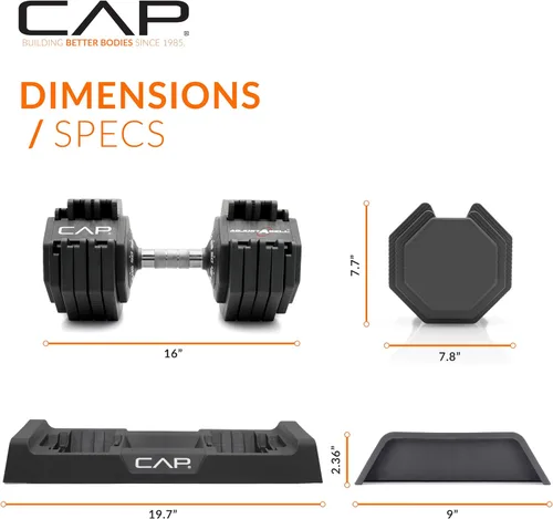 Miniatura 4 de CAP ADJUSTABELL - Juego de mancuernas ajustables de selección rápida de primera calidad para entrenamiento de fuerza, individuales y pares, 12.5