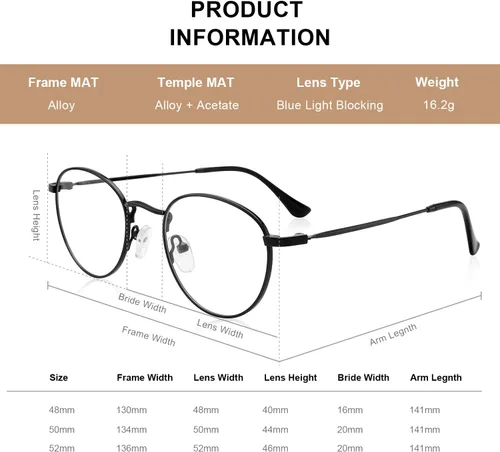 Miniatura 4 de Lentes de lectura redondos de metal pequeños para mujeres y hombres, clásicos, vintage, retro, bloqueo de luz azul, lectores de computadora Negro