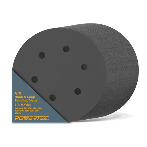 Miniatura 21 de POWERTEC 60 grano, 50 unidades, discos de lijado de 6 pulgadas – Gancho y bucle, almohadillas de lijadora orbital de óxido de aluminio de 6