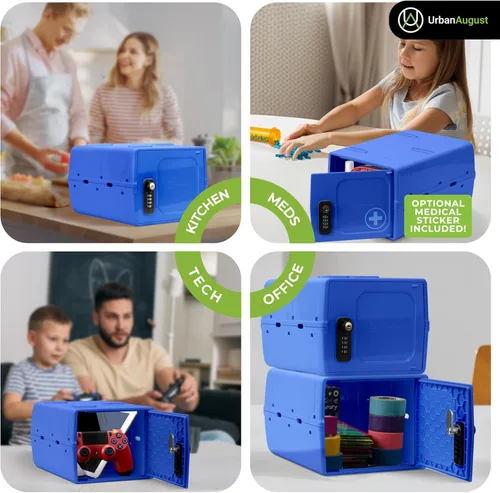 Miniatura 3 de Urban August Caja de seguridad con llave y combinación doble, caja con cerradura para uso diario, cerradura multiusos para seguridad en el hogar