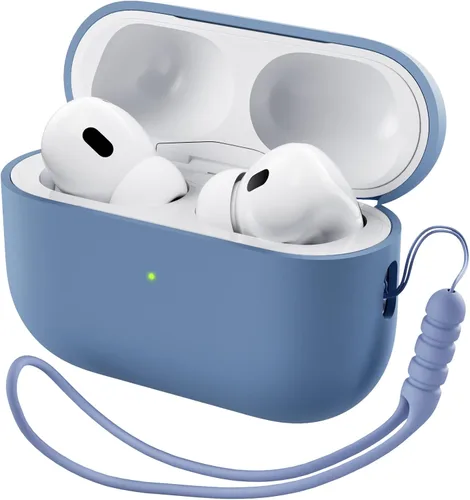 Miniatura 15 de ORNARTO Funda compatible con AirPods Pro 2 2022, silicona híbrida protectora completa para AirPods Pro de 2ª generación, cubierta frontal LED Azul