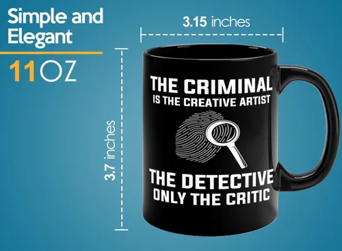 Miniatura 6 de Taza de café detective de 11 onzas, color negro