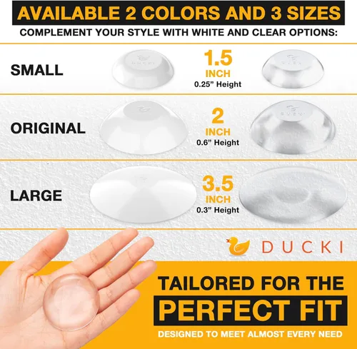 Miniatura 2 de Ducki Topes de puerta para pared de 2 pulgadas (paquete de 6 transparentes), autoadhesivos y discretos, protector de pared para pomo de puerta