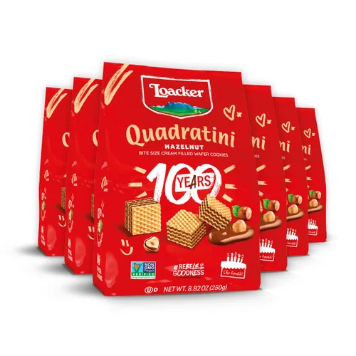 Miniatura 32 de Loacker Quadratini - Paquete grande de galletas de oblea variadas con sabor a frutas - Mezcla de limón, vainilla y yogur de frambuesa - Galletas