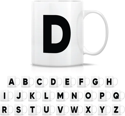 Miniatura 22 de Retreez Taza con monograma con monograma del alfabeto de la A a la Z con inicial, tazas de café de cerámica de 11 onzas – Agradecimiento