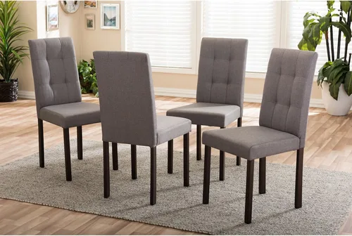 Miniatura 3 de Baxton Studio Andrew - Juego de comedor moderno y contemporáneo de 5 piezas, tapizado de tela gris
