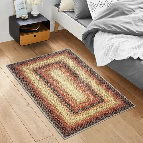 Miniatura 9 de ROYHOME Tapete pequeño para puerta de 2 x 3 pies, alfombra de área lavable, alfombras de área con estampado trenzado bohemio, alfombra de área