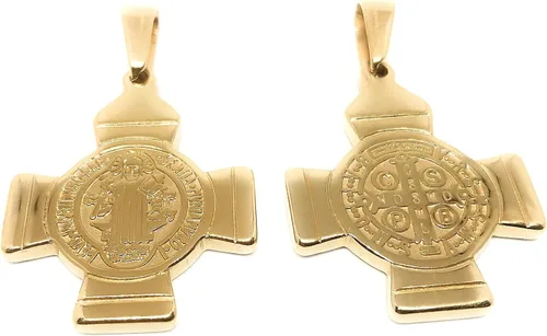 Miniatura 2 de LESLIE BOULES Colgante de cruz de San Benito chapado en oro de 18 quilates, Metal