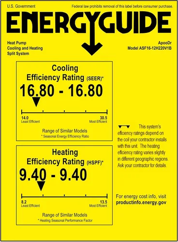 Miniatura 7 de Mini sistema inversor sin conductos de aire acondicionado dividido de 12000 BTU 17.6 SEER2 con bomba de calor 220V 1 tonelada, con kit de instalación