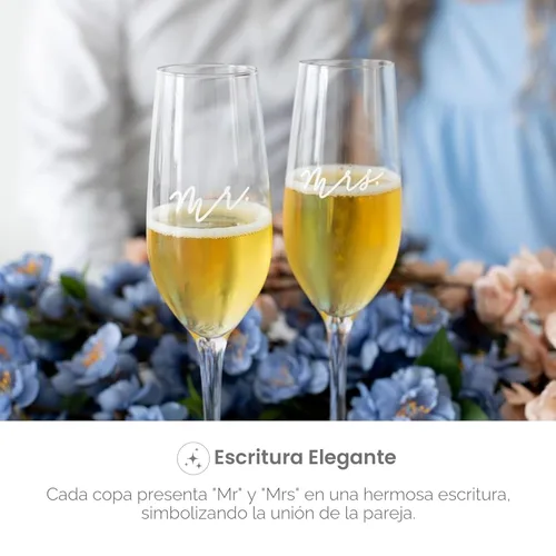Miniatura 4 de Pearhead Mr. & Mrs. - Juego de copas de champán para el día de la boda, copas de vino altas, idea de regalo para despedida de soltera Juego
