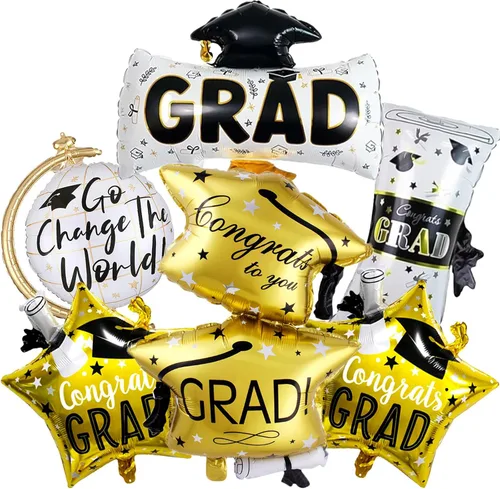 6 globos de graduación de felicitaciones, globos de graduación de clase de 2026, globos de aluminio de graduación para fiesta de graduación de la