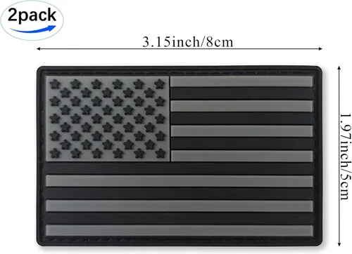 Miniatura 4 de JBCD Parche táctico negro de la bandera estadounidense, parche táctico de PVC con gancho y bucle, paquete de 2
