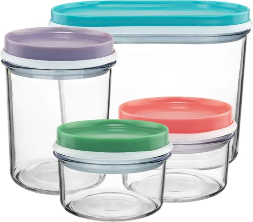 Southern Homewares Contenedores apilables para almacenamiento de alimentos, juego de 4, organizadores de despensa de plástico para almacenamiento de