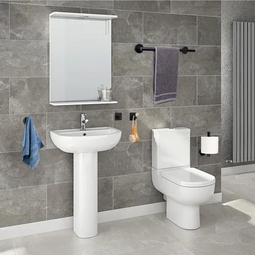Miniatura 2 de TocTen Juego de Accesorios para Baño, Juego de Barras para Toallas de Baño de Acero Inoxidable Grueso Incluyendo Toallero para Baño+Portapapel Negro