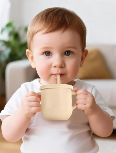 Miniatura 5 de Juego de tazas de silicona para niños pequeños, 2 tazas con popote y 2 tazas para bebés de 6 meses, tazas de entrenamiento a prueba de derrames a