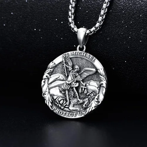 Miniatura 24 de CEKAMA - Collar de plata de ley 925 con dije de amuleto para hombres y mujeres, con cadena de 0.098 in, 22 pulgadas + 2 pulgadas