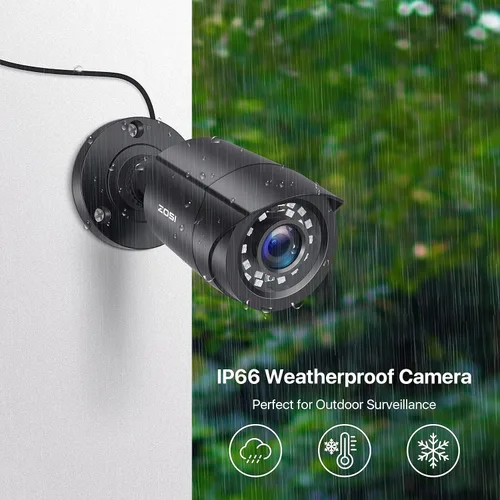 Miniatura 3 de ZOSI Paquete de 2 cámaras de seguridad HD 1080P con audio, cámara de vigilancia doméstica de 2 MP para interiores y exteriores, visión nocturna IR