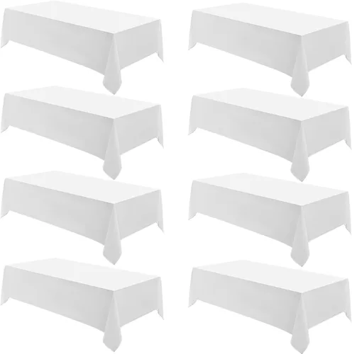 Miniatura 38 de Manteles rectangulares de 60 x 120 pulgadas, paquete de 2 manteles negros para 6 pies, lavables, decorativos, de lino y poliéster, para mesa