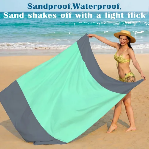 Miniatura 157 de Famstar Beach Blanket Oversized Extra Large 78"X81"/10'X9',Waterproof Sandproof Beach Blanket 2-8 Adults Lightweight Durable for Travel Camping