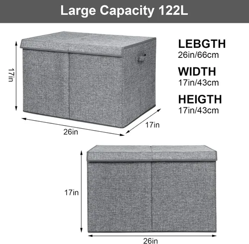 Miniatura 4 de Cofre grande de juguetes de 122 litros con tapa, organizador plegable de almacenamiento de juguetes con divisor extraíble para niños, niñas, Extra