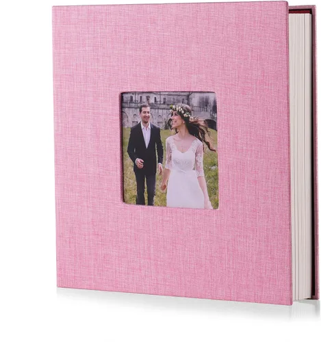 Miniatura 50 de HoneyTolly Álbum de fotos autoadhesivo para fotos de 4 x 6 imágenes, cubierta magnética de lino, 15 hojas/30 páginas en blanco para bodas Beige claro