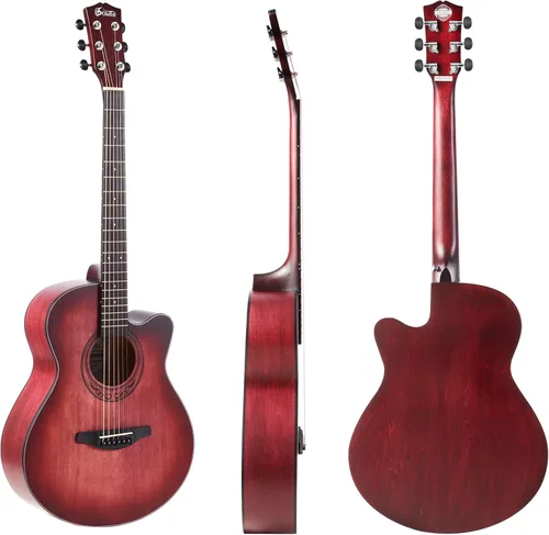 Miniatura 2 de Kit de guitarra acústica de 40 pulgadas con tapa de abeto sólido de alta calidad, con bolsa de concierto, soporte de guitarra, afinador, correa