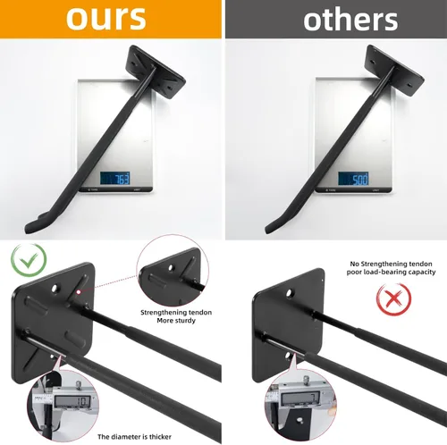 Miniatura 2 de Sinoer Ganchos de garaje dobles resistentes de 12.44 pulgadas para montaje en pared, organizador de herramientas para escaleras, bicicletas