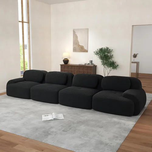 Miniatura 31 de Sofás modulares modulares sin hueso de 82 pulgadas para sala de estar, juego de sofá comprimido de 2 plazas, no requiere montaje, tela de pana, Verde