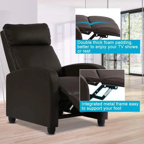 Miniatura 4 de HGS, Silla reclinable de masaje, silla de lectura con respaldo alado, sofá individual moderno para sala de estar, sofá reclinable de piel sintética