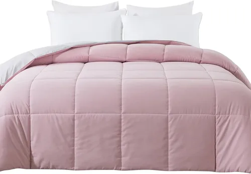 Miniatura 4 de Cosybay Edredón alternativo de plumón (rosa/gris claro, King) – Edredón acolchado suave para todas las estaciones tamaño King – Inserto de edredón