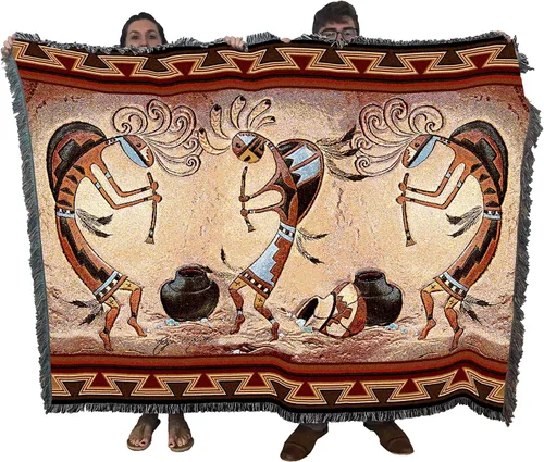 Miniatura 11 de Pure Country Weavers Kokopelli - Manta de The Ancient Ones, diseño de arte del suroeste, manta tejida de algodón, fabricada en los Estados Unidos