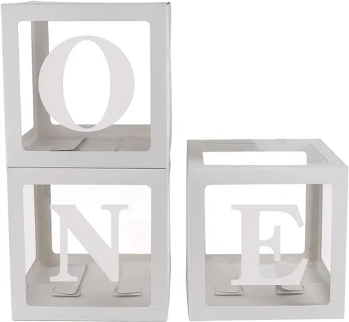 Miniatura 7 de Sooyee Cajas de bebé transparentes negras con letras para baby shower, decoración de baby shower, fiesta de cumpleaños, cajas de globos Negro