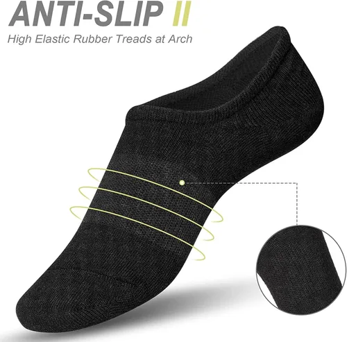 Miniatura 5 de IDEGG - Calcetines deportivos de algodón de corte bajo con agarre antideslizante para hombres