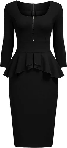 Miniatura 4 de Miusol - Vestido de mujer estilo retro con cuello cuadrado y volantes