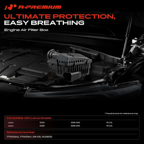 Miniatura 2 de A-Premium Caja de filtro de aire del motor con filtro de aire compatible con Lexus IS250 2006-2015 V6 2.5L, IS350 2006-2015 V6 3.5L, repuesto #
