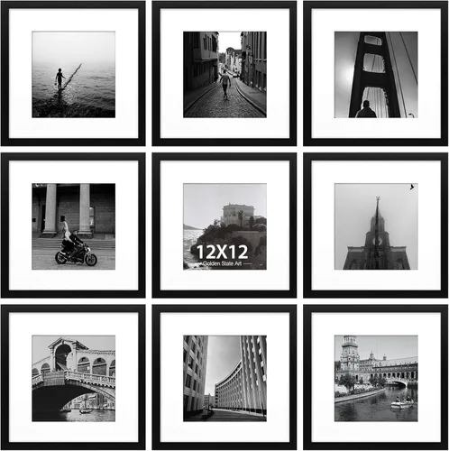 Miniatura 12 de Golden State Art, Smartphone, Instagram Marcos Collection, marco para fotos812 x 12 pulgadas con Photo Mat y vidrio real para fotos de 8 x 8 Negro