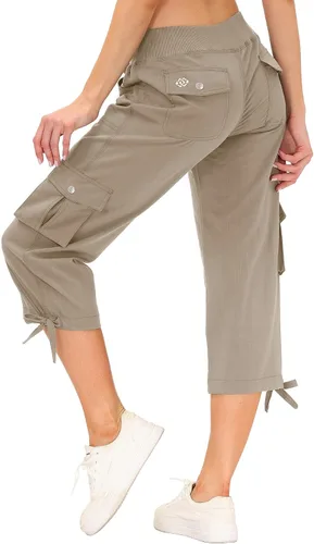 MoFiz Pantalones cargo capri de senderismo para mujer, ligeros, de secado rápido, atléticos, viajes, casuales, holgados, cómodos, bonitos bolsillos