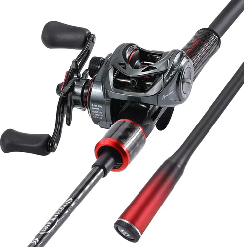 Sougayilang Baitcasting Rod and Reel Combo, 2-Piece Medium Rod with 8.0:1 High-Speed Baitcaster Reel, Magnetic Brake System, Travel-Friendly Bass