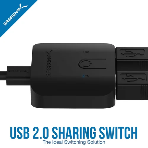 Miniatura 3 de SABRENT Interruptor de uso compartido USB 2.0 para múltiples computadoras y periféricos Indicadores de dispositivo LED (USB-SW20) Negro